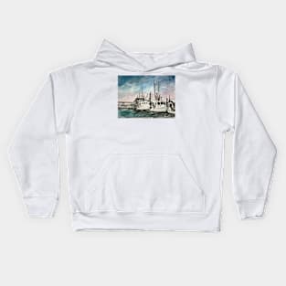 boats nautical art print Kids Hoodie